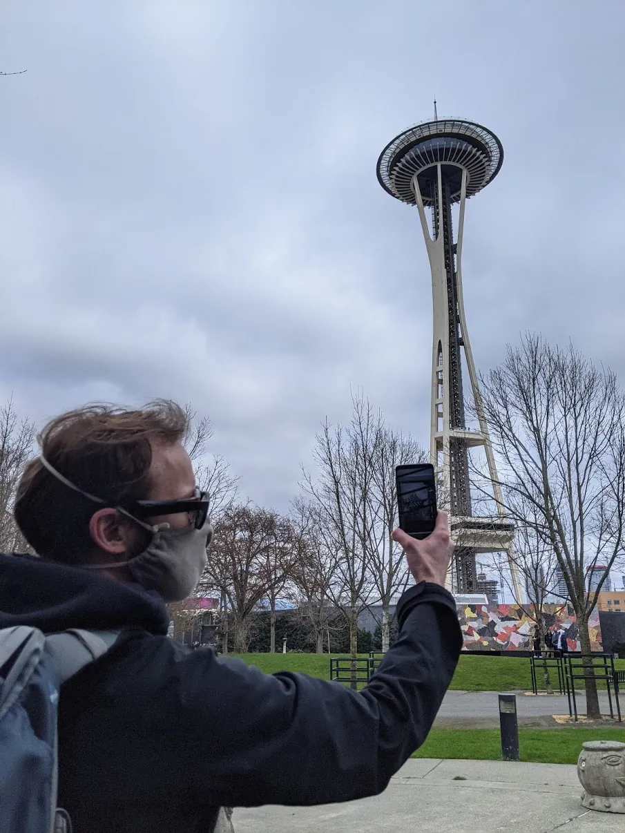 Todd Little of Fair Worlds testing our AR prototype at an undisclosed location in Seattle.